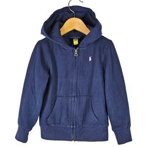 POLO RALPH LAUREN BLUE FULL ZIP HOODIE – TODDLER SIZE 5 - COTTON BLEND
